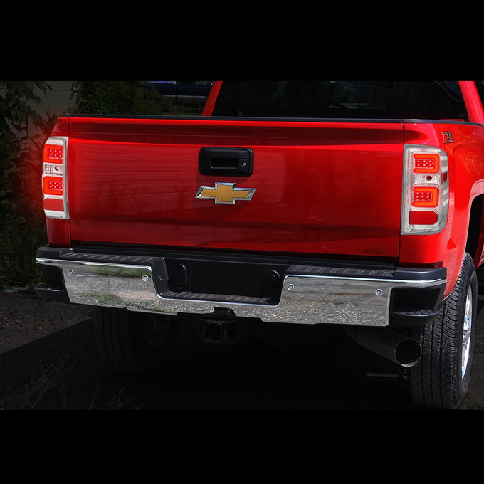 D-Motoring - 14-17 Chevy Silverado/GMC Sierra  Tail Lights - 3D LED Bar - Chrome Housing - Clear Lens - Plug-n-play - Pair - 7