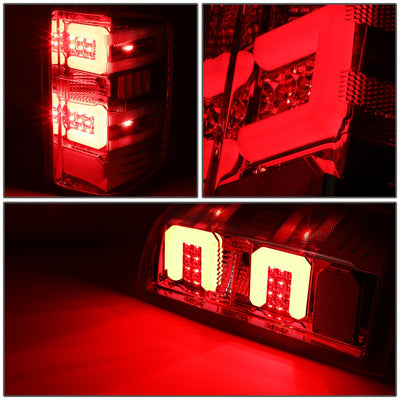 D-Motoring - 14-17 Chevy Silverado/GMC Sierra  Tail Lights - 3D LED Bar - Chrome Housing - Red Lens - Plug-n-play - Pair - 3