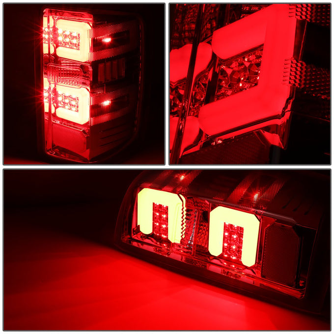 D-Motoring - 14-17 Chevy Silverado/GMC Sierra  Tail Lights - 3D LED Bar - Chrome Housing - Red Lens - Plug-n-play - Pair - 3