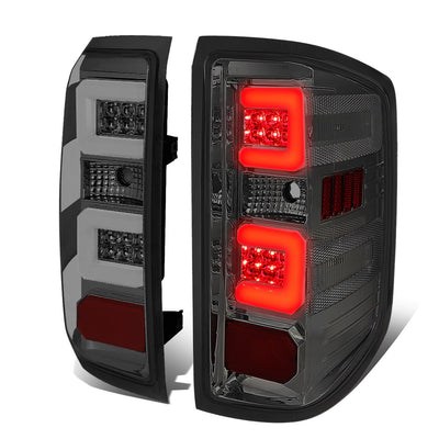 D-Motoring - 14-17 Chevy Silverado/GMC Sierra  Tail Lights - 3D LED Bar - Chrome Housing - Smoked Lens - Plug-n-play - Pair - 1