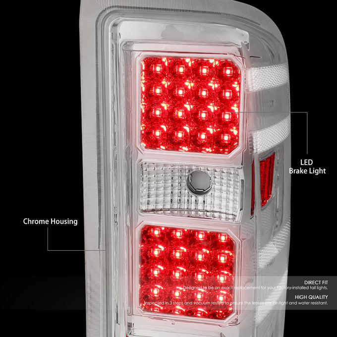 D-Motoring - 14-17 Chevy Silverado/GMC Sierra  Tail Lights - Rear LED - Chrome Housing - Clear Lens - Plug-n-play - Pair - 2