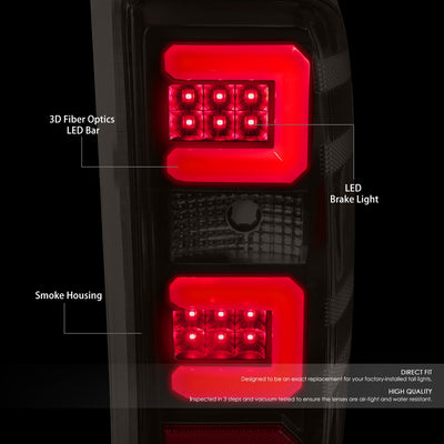 D-Motoring - 14-17 Chevy Silverado/GMC Sierra  Tail Lights - Red LED Bar - Black Housing - Smoked Lens - Plug-n-play - Pair - 2