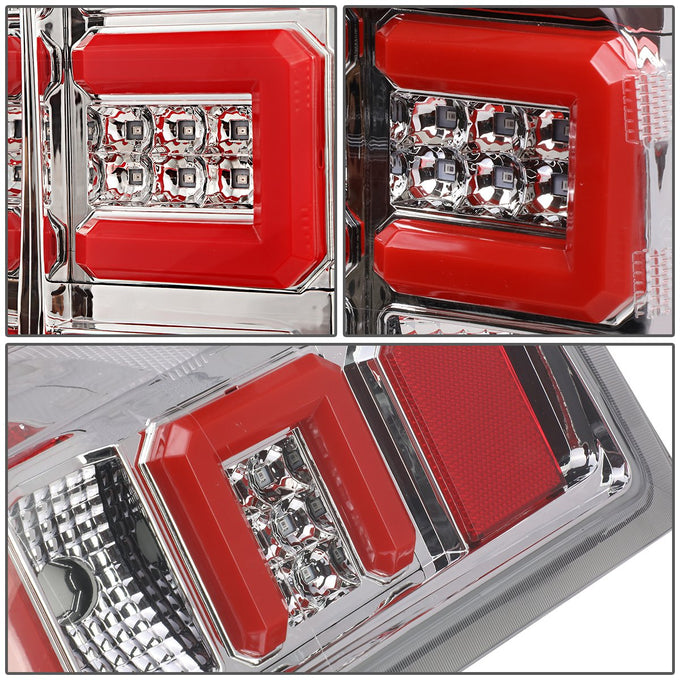 D-Motoring - 14-17 Chevy Silverado/GMC Sierra  Tail Lights - Red LED Bar - Chrome Housing - Clear Lens - Plug-n-play - Pair - 4