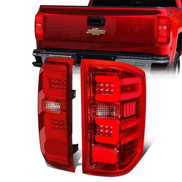 LED Red C-Bar Tail Lights(Red)<br>14-19 Silverado Sierra 1500 2500HD 3500HD