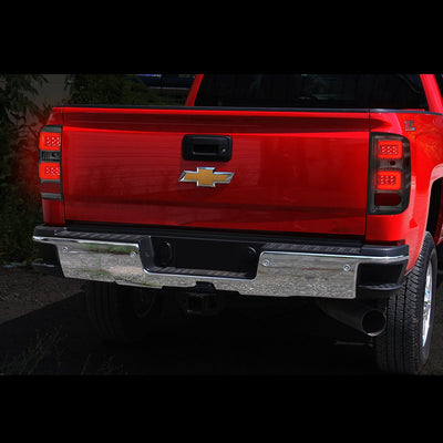 D-Motoring - 14-17 Chevy Silverado/GMC Sierra  Tail Lights - Red LED Bar - Chrome Housing - Smoked Lens - Plug-n-play - Pair - 7