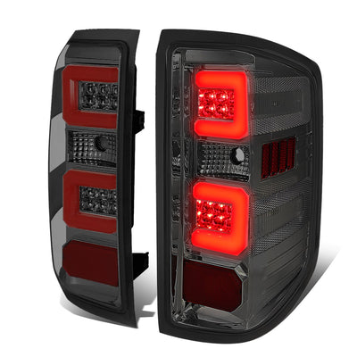 D-Motoring - 14-17 Chevy Silverado/GMC Sierra  Tail Lights - Red LED Bar - Chrome Housing - Smoked Lens - Plug-n-play - Pair - 1