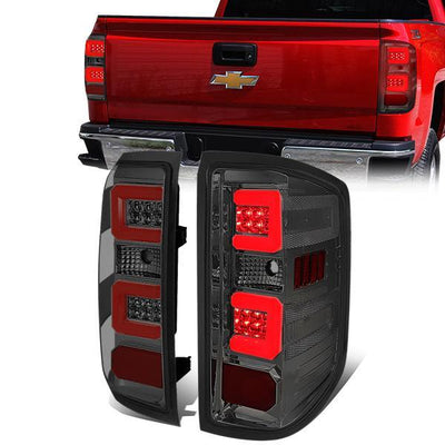 LED Red C-Bar Tail Lights(Smoked)<br>14-19 Silverado Sierra 1500 2500HD 3500HD