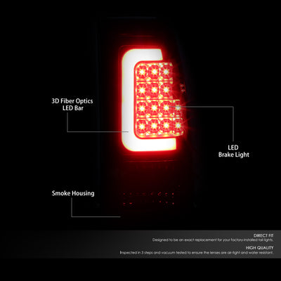 D-Motoring - Tail lights - 3D LED C-Bar - Black Housing - Smoked Lens - Plug-n-Play - Pair - Chevy Silverado 1500(HD) / 2500(HD) / 3500(HD) / Sierra 1500(HD) / 2500(HD) - 2