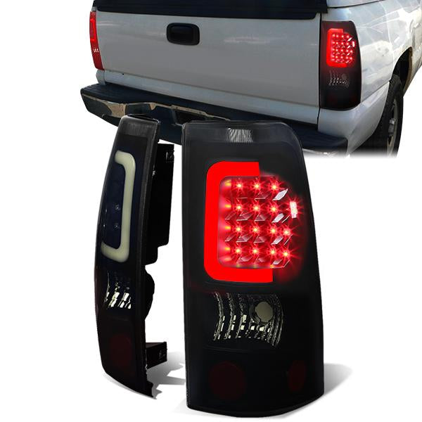 3D LED C-Bar Tail Lights(Tinted)<br>99-03 Silverado Sierra 1500 2500 3500