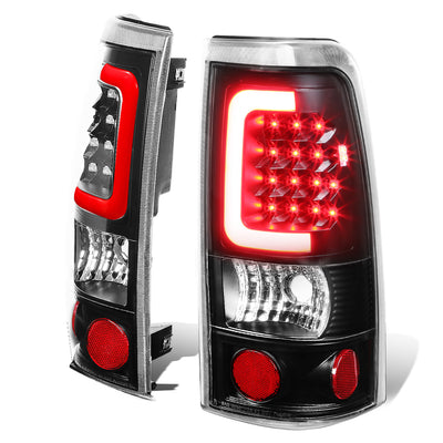D-Motoring - Tail lights - 3D LED Red Bar - Black Housing - Clear lens - Plug-n-Play - Pair - Chevy Silverado 1500(HD) / 2500(HD) / 3500(HD) / Sierra 1500(HD) / 2500(HD) - 1