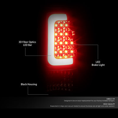 D-Motoring - Tail lights - 3D LED Red Bar - Black Housing - Clear lens - Plug-n-Play - Pair - Chevy Silverado 1500(HD) / 2500(HD) / 3500(HD) / Sierra 1500(HD) / 2500(HD) - 2