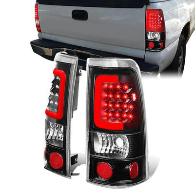LED Red C-Bar Tail Lights(Black)<br>99-03 Silverado Sierra 1500 2500 3500
