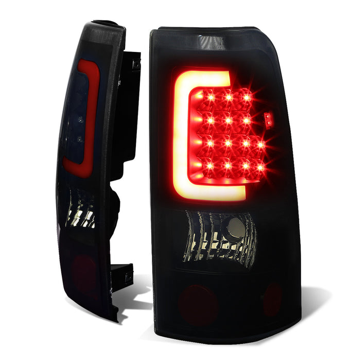 D-Motoring - Tail lights - 3D LED Red Bar - Black Housing - Smoked Lens - Plug-n-Play - Pair - Chevy Silverado 1500(HD) / 2500(HD) / 3500(HD) / Sierra 1500(HD) / 2500(HD) - 1
