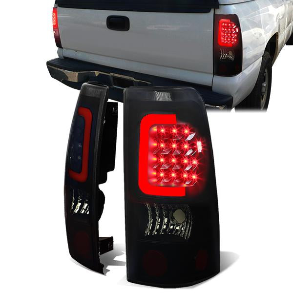 LED Red C-Bar Tail Lights(Tinted)<br>99-03 Silverado Sierra 1500 2500 3500