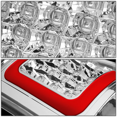 D-Motoring - Tail lights - 3D LED Red Bar - Chrome Housing - Clear lens - Plug-n-Play - Pair - Chevy Silverado 1500(HD) / 2500(HD) / 3500(HD) / Sierra 1500(HD) / 2500(HD) - 4