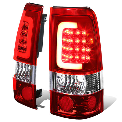 D-Motoring - Tail lights - 3D LED Red Bar - Chrome Housing - Red Lens - Plug-n-Play - Pair - Chevy Silverado 1500(HD) / 2500(HD) / 3500(HD) / Sierra 1500(HD) / 2500(HD) - 1