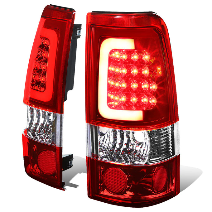 D-Motoring - Tail lights - 3D LED Red Bar - Chrome Housing - Red Lens - Plug-n-Play - Pair - Chevy Silverado 1500(HD) / 2500(HD) / 3500(HD) / Sierra 1500(HD) / 2500(HD) - 1