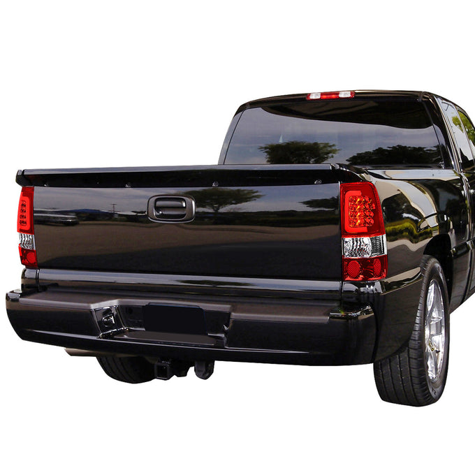 D-Motoring - Tail lights - 3D LED Red Bar - Chrome Housing - Red Lens - Plug-n-Play - Pair - Chevy Silverado 1500(HD) / 2500(HD) / 3500(HD) / Sierra 1500(HD) / 2500(HD) - 7