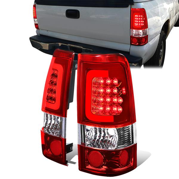 LED Red C-Bar Tail Lights(Red)<br>99-03 Silverado Sierra 1500 2500 3500