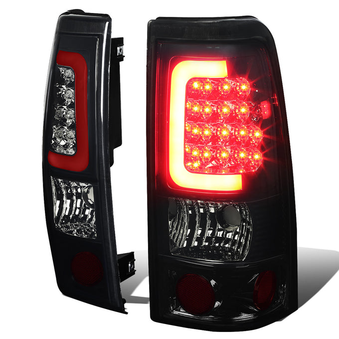 D-Motoring - Tail lights - 3D LED Red Bar - Chrome Housing - Smoked Lens - Plug-n-Play - Pair - Chevy Silverado 1500(HD) / 2500(HD) / 3500(HD) / Sierra 1500(HD) / 2500(HD) - 1