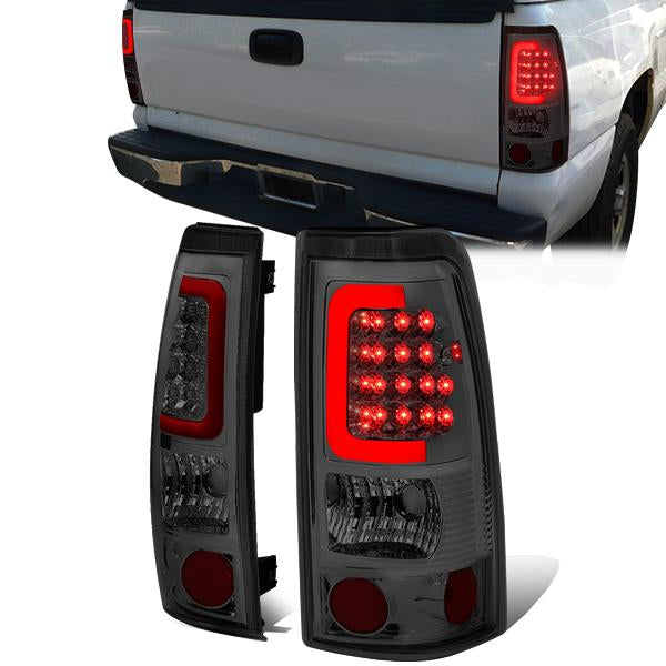 LED Red C-Bar Tail Lights(Smoked)<br>99-03 Silverado Sierra 1500 2500 3500