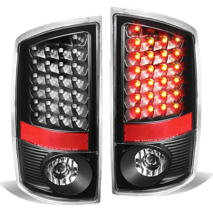 D-Motoring - Tail lights - LED - Black Housing - Clear lens - Plug-n-Play - Pair - Dodge Ram 1500 / 2500 / 3500 - 1