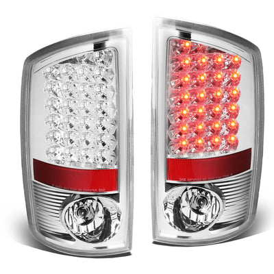 D-Motoring - Tail lights - LED - Chrome Housing - Clear lens - Plug-n-Play - Pair - Dodge Ram 1500 / 2500 / 3500 - 1