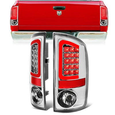 LED Red C-Bar Tail Lights(Chrome)<br>02-06 Dodge Ram 1500 2500 3500