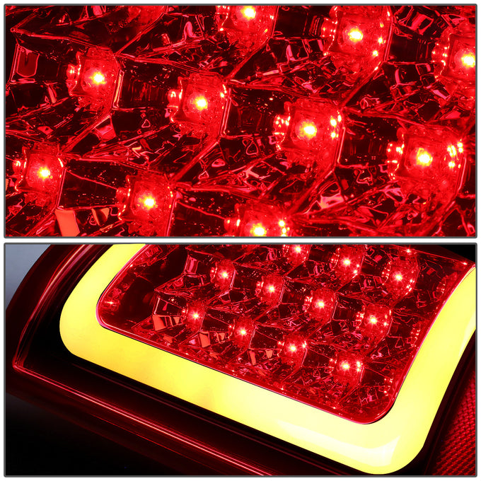 D-Motoring - Tail lights - 3D LED Red C-Bar - Chrome Housing - Red Lens - Plug-n-Play - Pair - Dodge Ram 1500 / 2500 / 3500 - 3