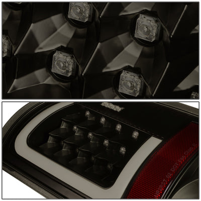 D-Motoring - Tail lights - 3D LED Red C-Bar - Black Housing - Smoked Lens - Plug-n-Play - Pair - Dodge Ram 1500 / 2500 / 3500 - 4