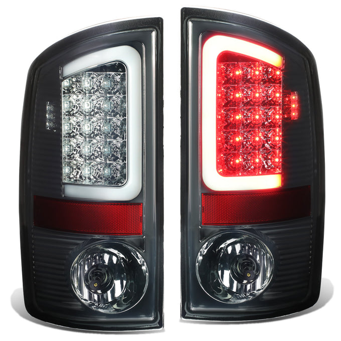 D-Motoring - Tail lights - 3D LED Red C-Bar - Chrome Housing - Smoked Lens - Plug-n-Play - Pair - Dodge Ram 1500 / 2500 / 3500 - 1