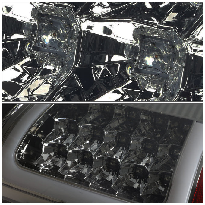 D-Motoring - Tail lights - 3D LED Red C-Bar - Chrome Housing - Smoked Lens - Plug-n-Play - Pair - Dodge Ram 1500 / 2500 / 3500 - 4