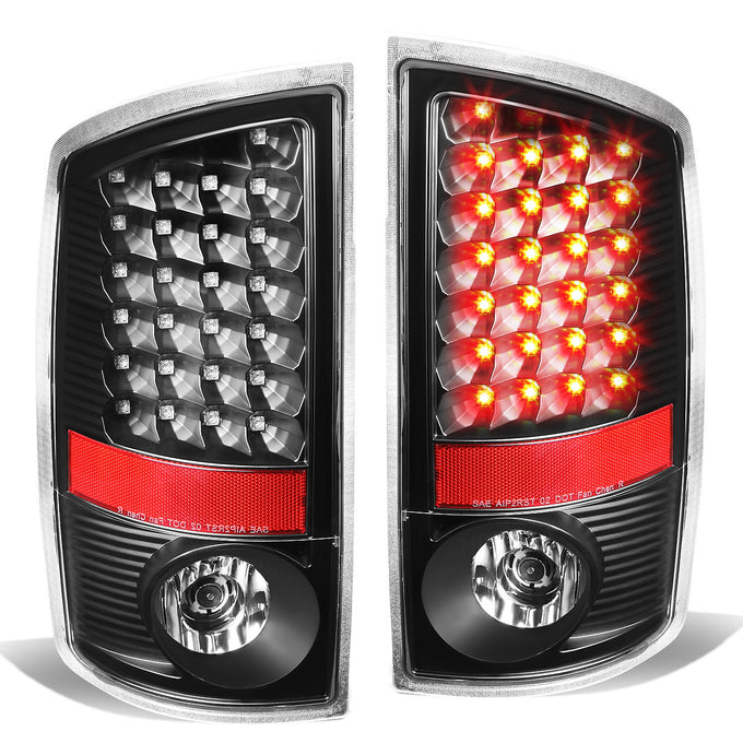 D-Motoring - Tail lights - LED - Black Housing - Clear lens - Plug-n-Play - Pair - Dodge Ram 1500 / 2500 / 3500 - 1