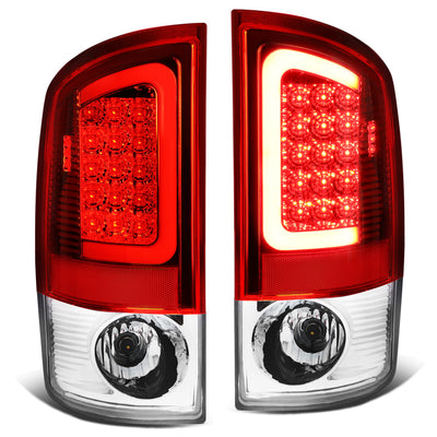 D-Motoring - Tail lights - 3D LED Red Bar - Chrome Housing - Red Lens - Plug-n-Play - Pair - Dodge Ram 1500 / 2500 / 3500 - 1