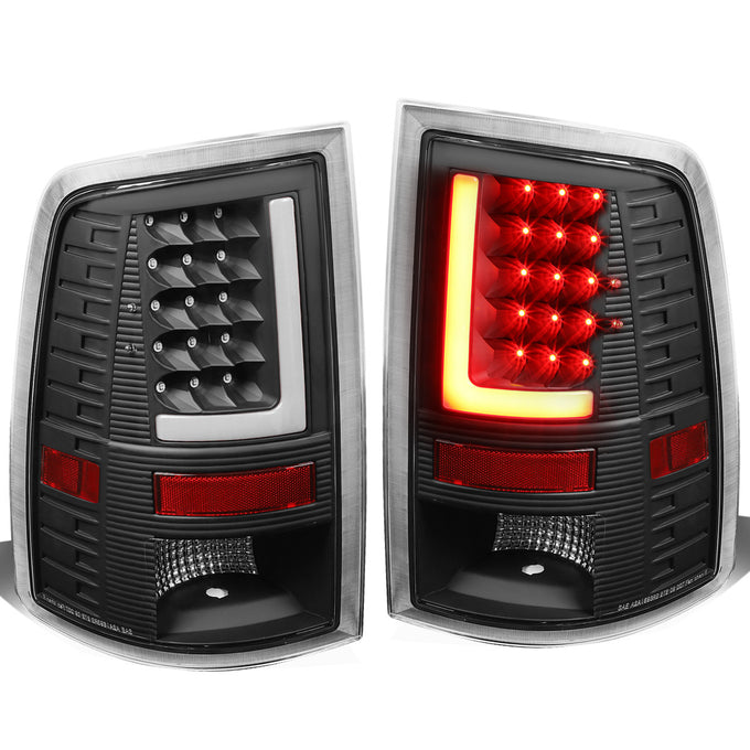 D-Motoring - Tail lights - 3D LED L-Bar - Black Housing - Clear lens - Plug-n-Play - Pair - Dodge Ram 1500 / 2500 / 3500 - 1