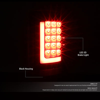 D-Motoring - Tail lights - 3D LED L-Bar - Black Housing - Clear lens - Plug-n-Play - Pair - Dodge Ram 1500 / 2500 / 3500 - 2
