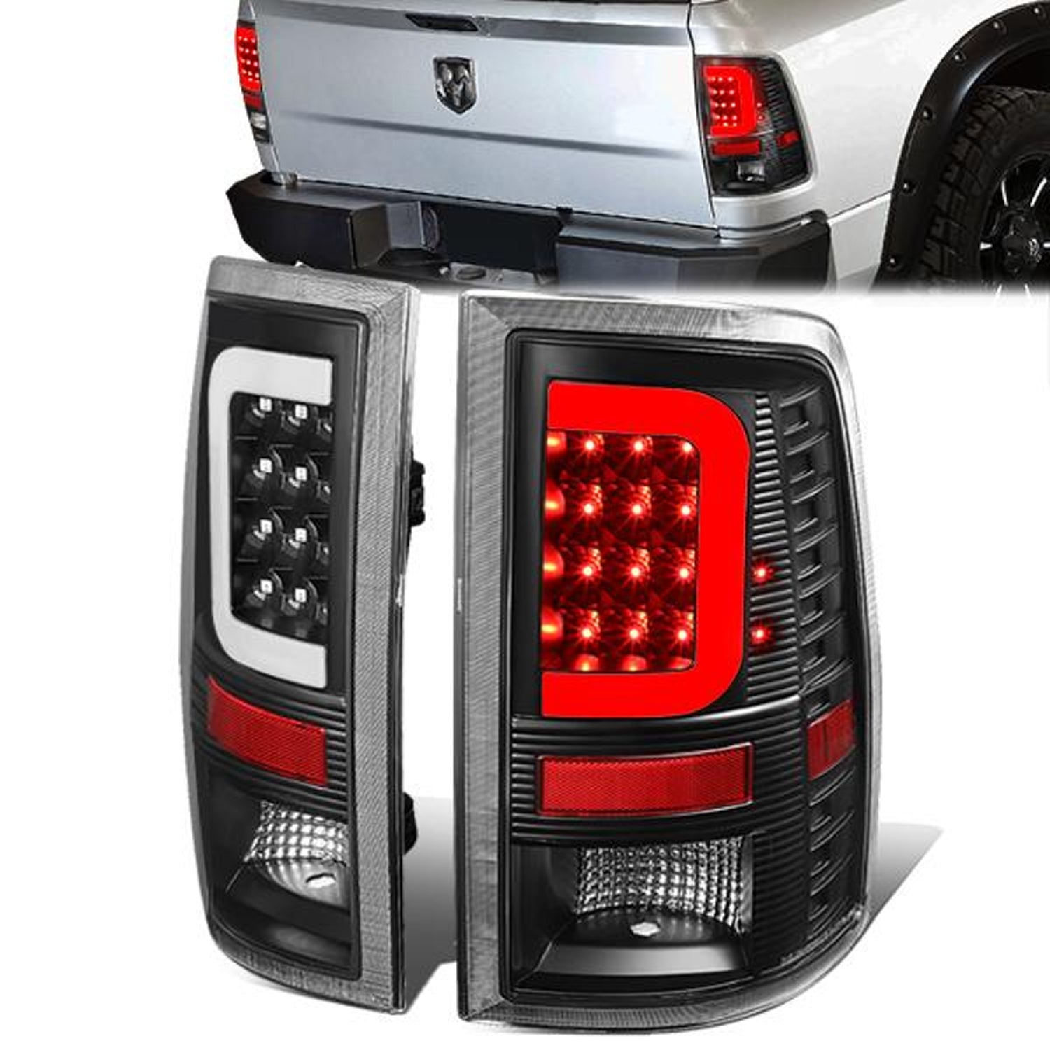 3D LED C-Bar Tail Lights (Black)<br>09-17 Dodge Ram 1500 2500 3500