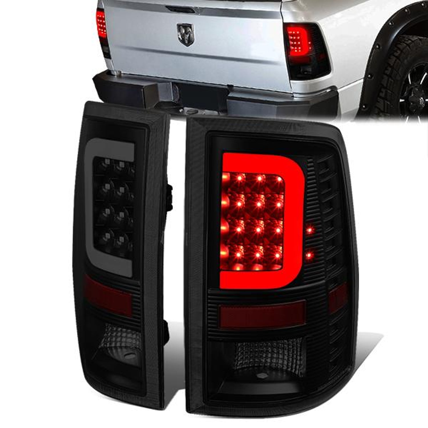 3D LED L-Bar Brake Tail Lights (Tinted)<br>09-17 Dodge Ram 1500 2500 3500