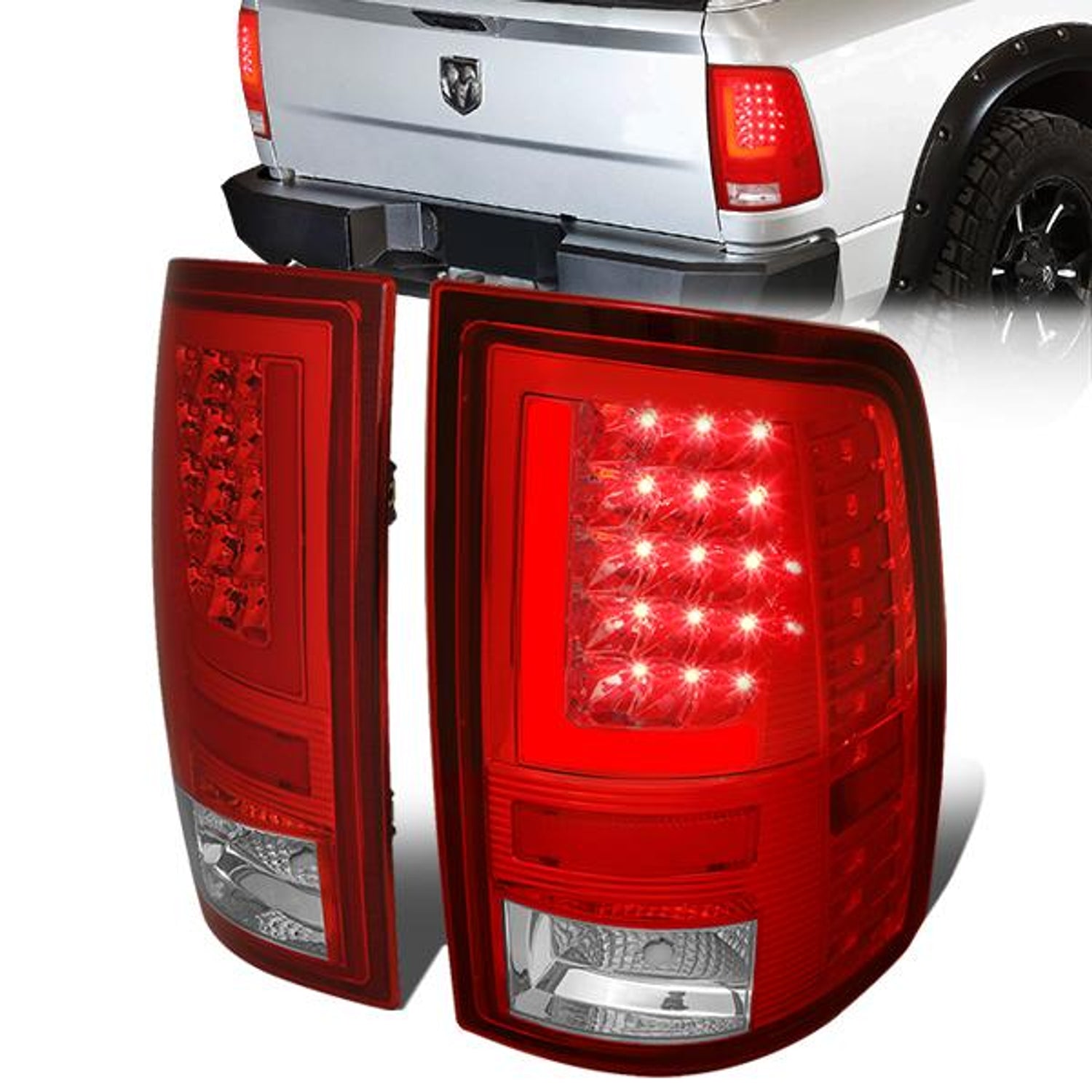 3D LED L-Bar Tail Lights(Red)<br>09-17 Dodge Ram 1500 2500 3500