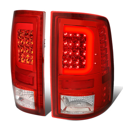 D-Motoring - Tail lights - C-Shape 3D LED - Chrome Housing - Red Lens - Plug-n-Play - Pair - Dodge Ram 1500 / 2500 / 3500 - 1