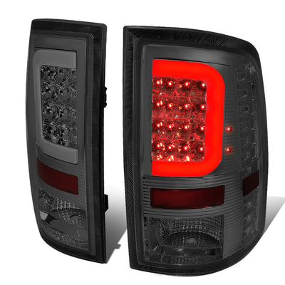 D-Motoring - Tail lights - C-Shape 3D LED - Chrome Housing - Smoked Lens - Plug-n-Play - Pair - Dodge Ram 1500 / 2500 / 3500 - 1
