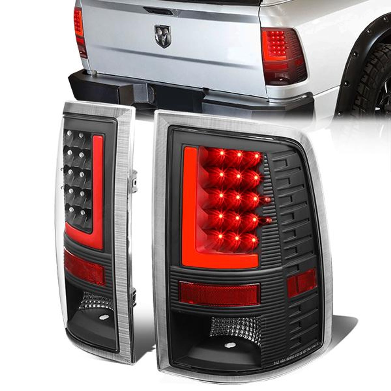 LED Red L-Bar Tail Lights(Black)<br>07-09 Dodge Ram 1500 2500 3500