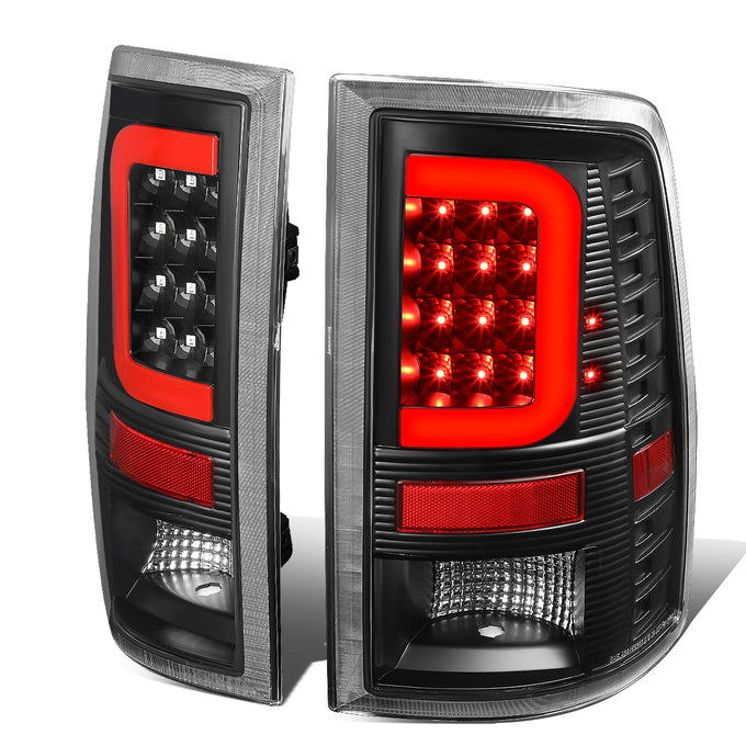 D-Motoring - Tail lights - Red C-Shape 3D LED - Black Housing - Clear lens - Plug-n-Play - Pair - Dodge Ram 1500 / 2500 / 3500 - 1