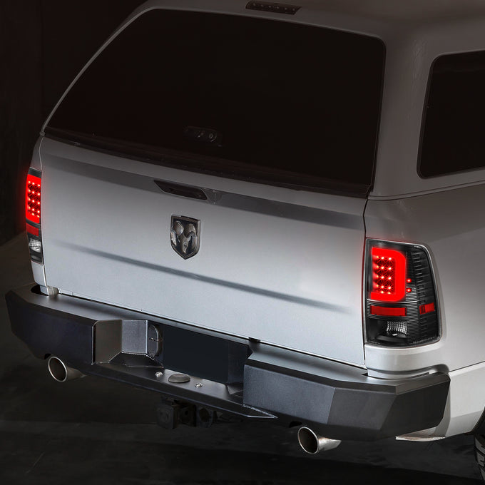 D-Motoring - Tail lights - Red C-Shape 3D LED - Black Housing - Clear lens - Plug-n-Play - Pair - Dodge Ram 1500 / 2500 / 3500 - 7