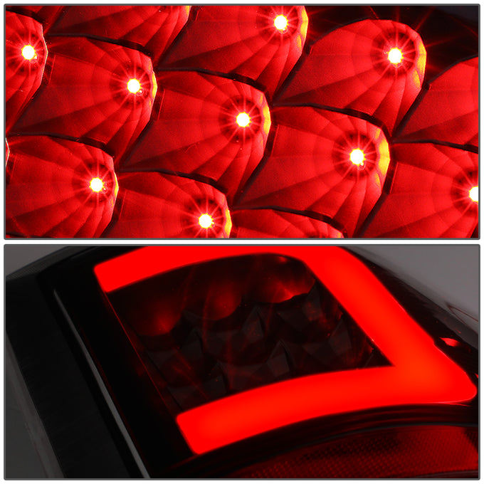 D-Motoring - Tail lights - Red C-Shape 3D LED - Black Housing - Clear lens - Plug-n-Play - Pair - Dodge Ram 1500 / 2500 / 3500 - 3