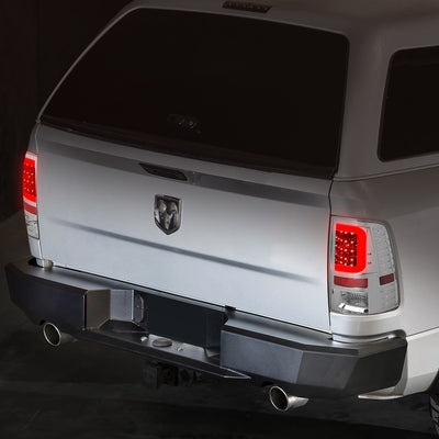 D-Motoring - Tail lights - Red C-Shape 3D LED - Chrome Housing - Clear Lens - Plug-n-Play - Pair - Dodge Ram 1500 / 2500 / 3500 - 7