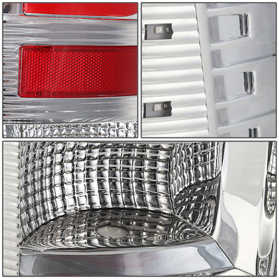 D-Motoring - Tail lights - Red C-Shape 3D LED - Chrome Housing - Clear Lens - Plug-n-Play - Pair - Dodge Ram 1500 / 2500 / 3500 - 4