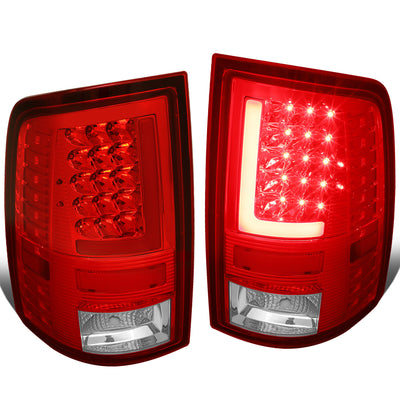 D-Motoring - Tail lights - Red LED L-Bar - Chrome Housing - Red Lens - Plug-n-Play - Pair - Dodge Ram 1500 / 2500 / 3500 - 1