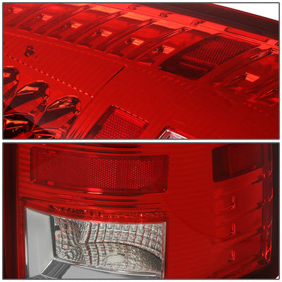 D-Motoring - Tail lights - Red LED L-Bar - Chrome Housing - Red Lens - Plug-n-Play - Pair - Dodge Ram 1500 / 2500 / 3500 - 4