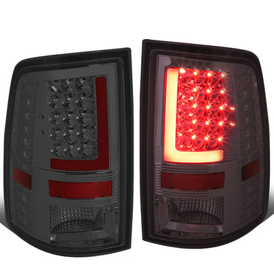 D-Motoring - Tail lights - Red LED L-Bar - Chrome Housing - Smoked Lens - Plug-n-Play - Pair - Dodge Ram 1500 / 2500 / 3500 - 1